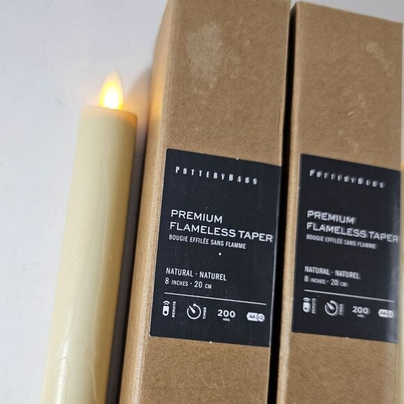 Pottery Barn Premium Flameless Taper Candles Lot Of 2 Natural 8” FLAW - Picture 8 of 13